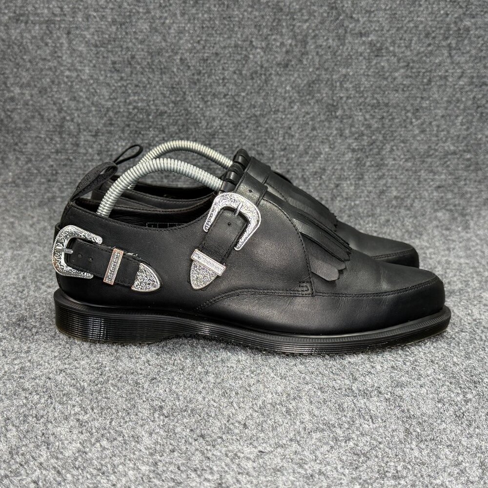 Dr. Martens Delylah Shoes‎ Women's 9 Black Leather Kiltie Silver Buckle Western